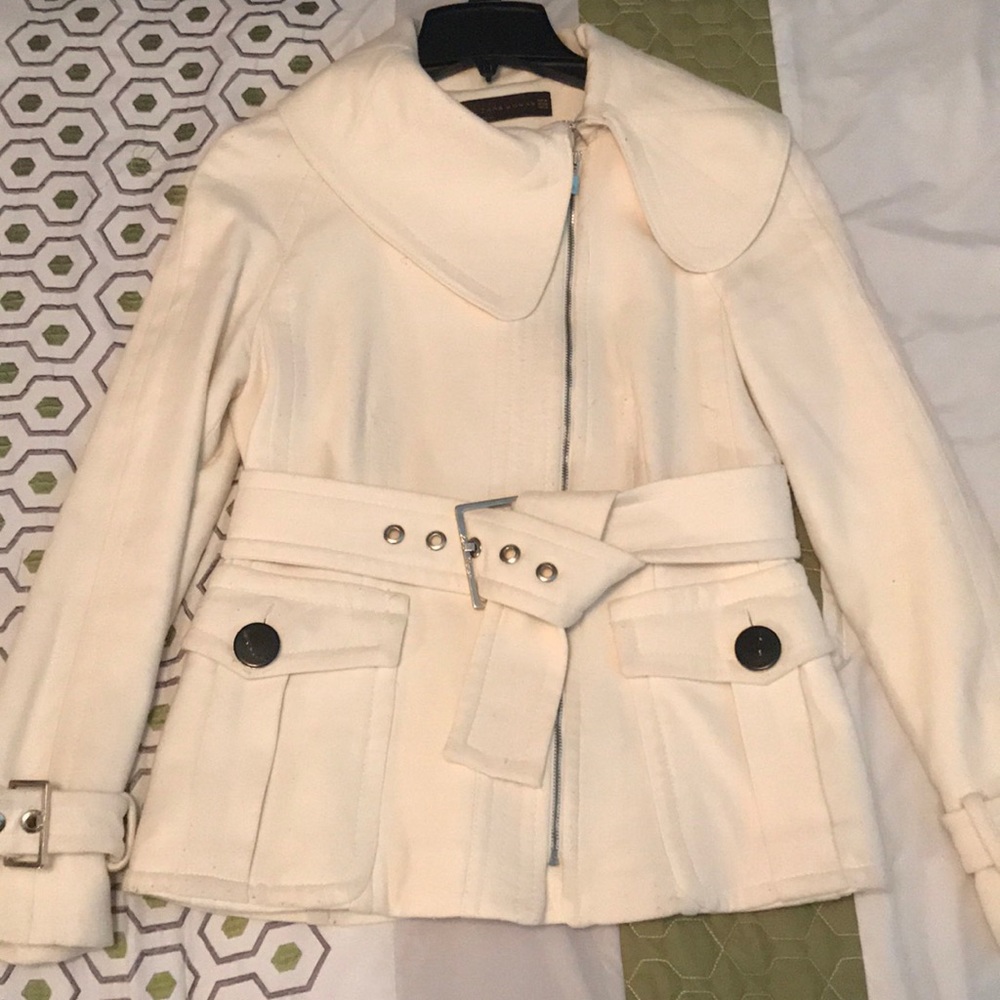 Cream Zara wool mix Jacket - Size M